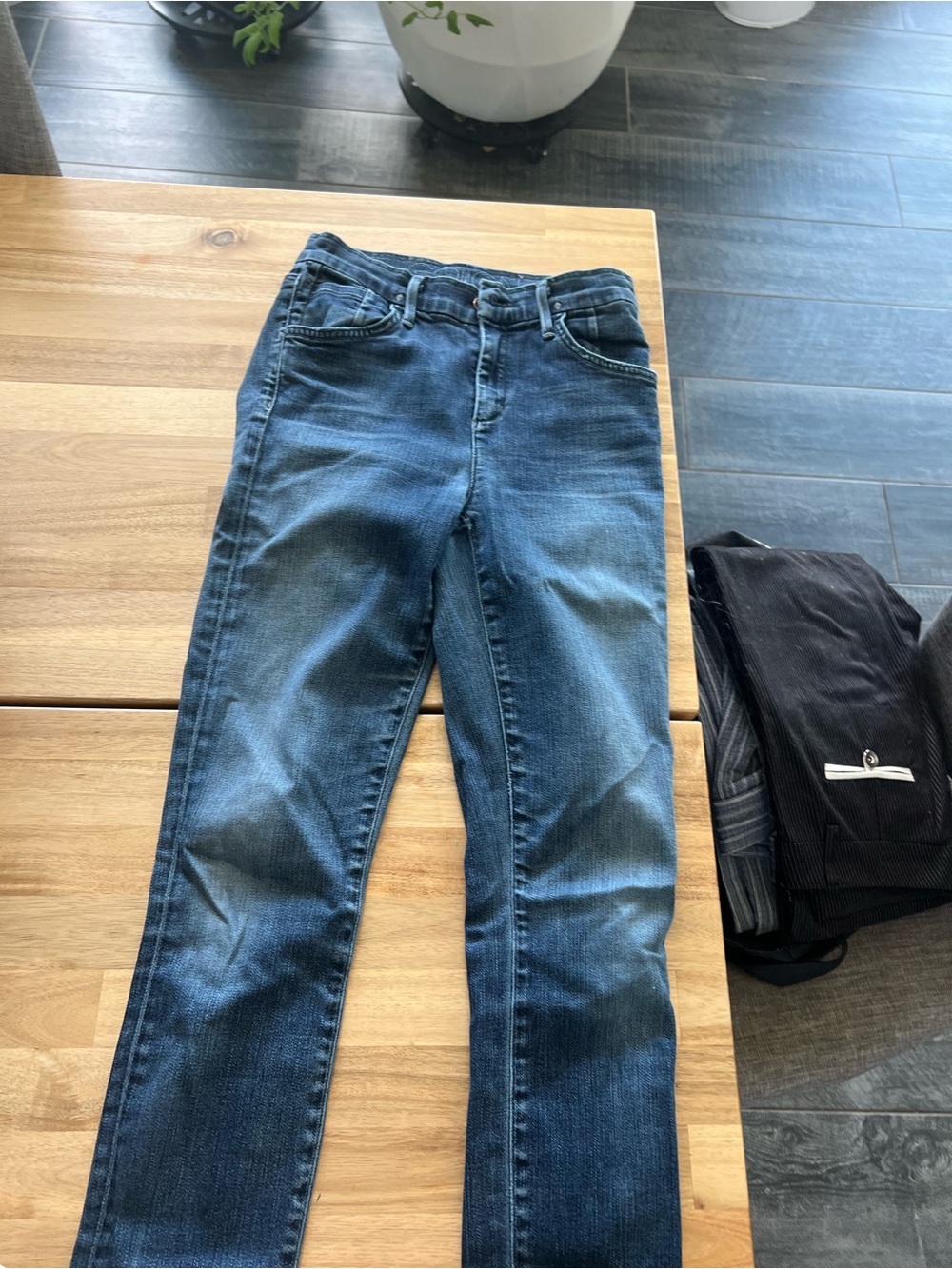 Goldsign Navy Blue Denim Jeans with Embroidered Logo Trim
